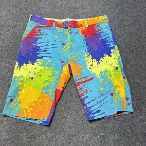 Loudmouth Golf Shorts Mens Size 36 Paint Splash‎ Splatter Colorful Rainbow